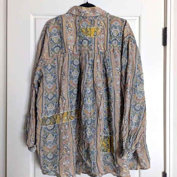 NWT Blue Velvet Button Up Collared Tunic Oversized XL - Picture 2 of 4